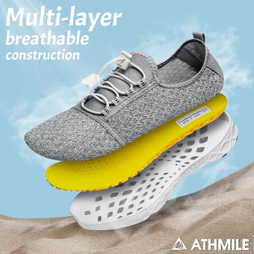 Image of ATHMILE Water Shoes for Men Women Barefoot Hiking Swim River Beach Knit | Adult Lake Pool Aqua Socks Quick Dry for Hiking Surfing Kayaking Sport Accessories Camping Must Haves