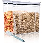 FreshKeeper Cereal Containers Storage Set, Airtight Food Storage Container with Lid 4L/135.2oz, 2PCS BPA-FREE Plastic Pantry Organization Canisters for Rice Cereal Flour Sugar Dry Food in Kitchen