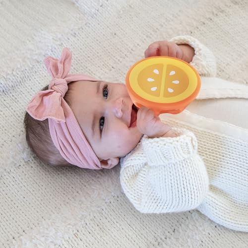 Image of Orange and Mangosteen Silicone Teethers Baby Teething Toys, Newborn Essentials Must Haves, Easy-to-Hold Design Teething Ball Baby Essentials, BPA-Free