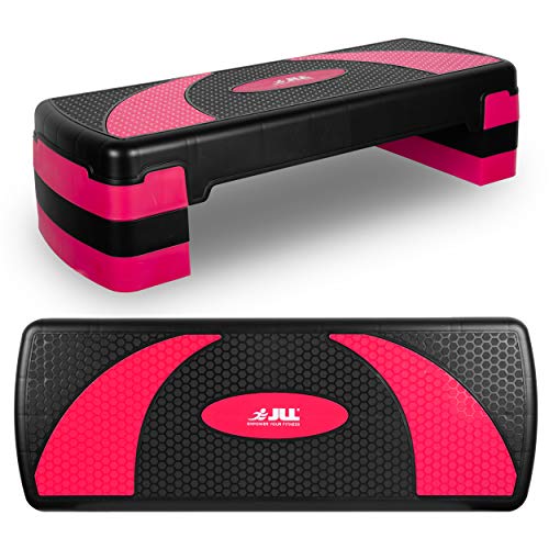 JLL Aerobic Exercise Stepper With Either 2 or 3 Adjustable Step Levels - Great For Home Gym, Cardio, Yoga. (Pink XL)