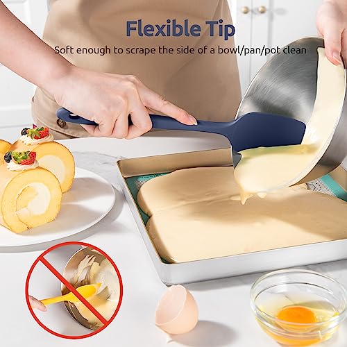 Image of U-Taste Silicone Spatula Set, 600ºF High Heat Resistant, 3Pc, Midnight Blue