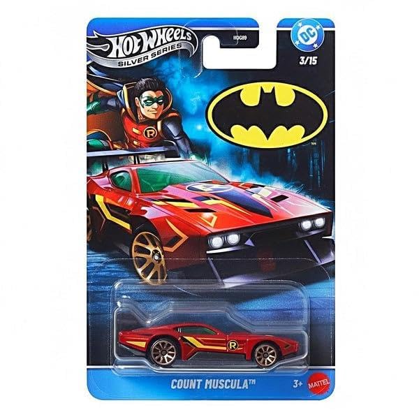 Image of Hot Wheels Toy Car, Batman-Themed 1:64 Scale Count MUSCULA Die-Cast Vehicle, Popular Hero or Villain Casting from The Global Franchise (Styles May Vary)