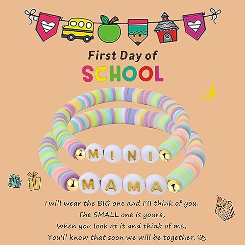 First day of Shcool Kindergarten First Grade Back to School Bracelet Gifts Mom and Daughter Mommy and Me Bracelets
