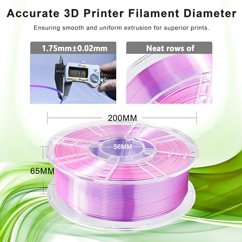 Image of iBOSS PLA Plus Filament 1.75mm Dual Color, Shiny Silk PLA PRO 1kg 3D Printer Filament, Coextruded 3D Printing Filament Magic PLA+, Fits for Most FDM 3D Printers (Silk Purple Silver)