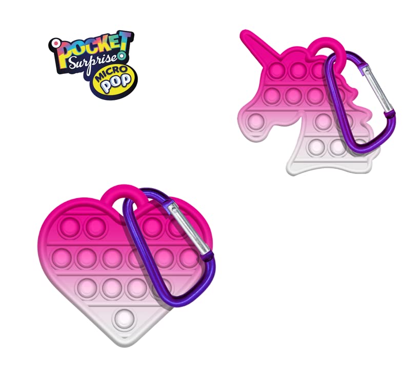 Mini Micro Pop It Fidget Toy 2 Pack (Heart and Unicorn)