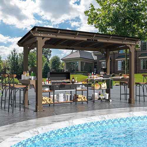 Yardenaler 6 x 13 FT Wooden Grill Gazebo with Sloping...