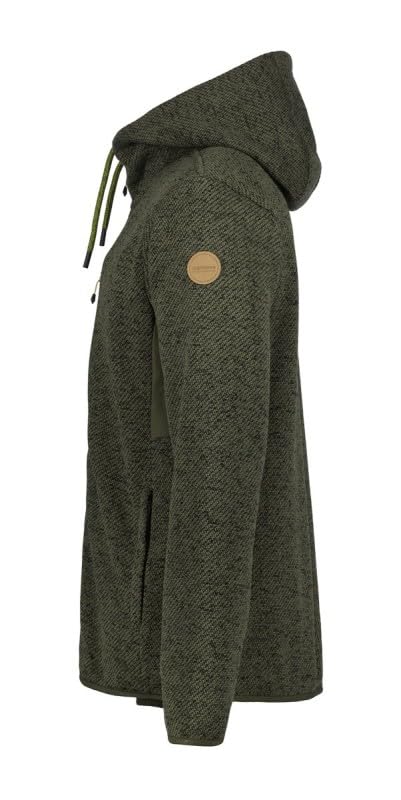 Icepeak MANAWA - Giacca in pile da uomo, verde scuro, in poliestere riciclato, con cappuccio, per attività all'aperto