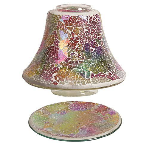 Crusader Limited Aroma Jar Candle Shade & Plate Set - Rainbow Crackle