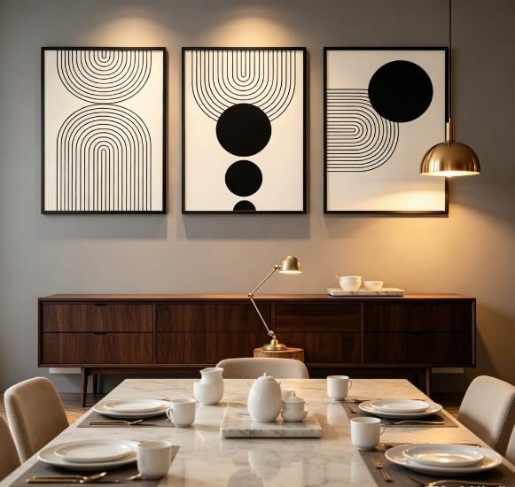 Affiche décorative pour chambre lignes géométriques beiges et noires - 3