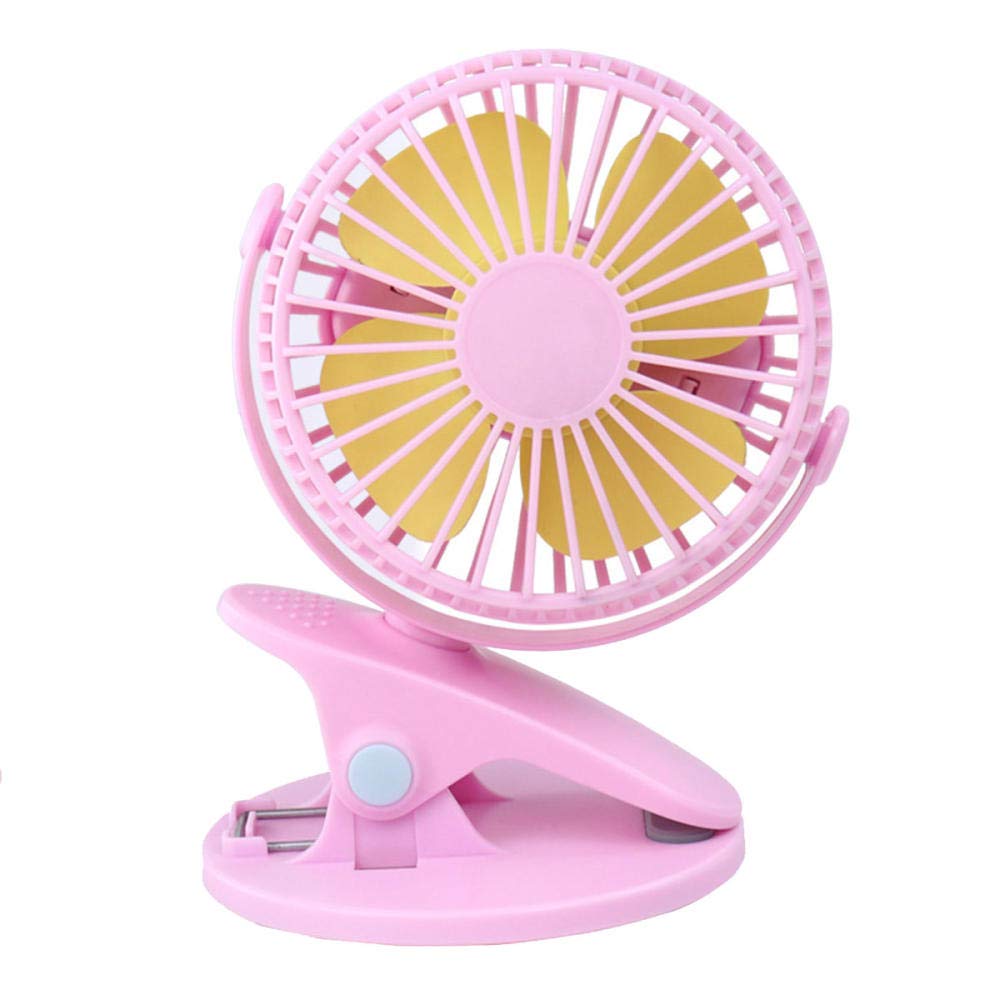 Mini Portable Fan 3 Speeds Table Top Clip-On Cooling Fan Travel Personal Fans for Home Office@Pink