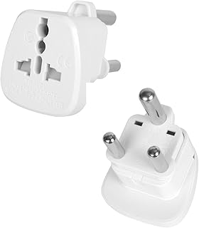 INIBUD Pack of 2 Universal UK EU US AU Socket to 3-Pin Prong for Big South Africa Swaziland Lesotho Mozambique Namibia Botswana Travel Adapter Plug Jack UTABJ523