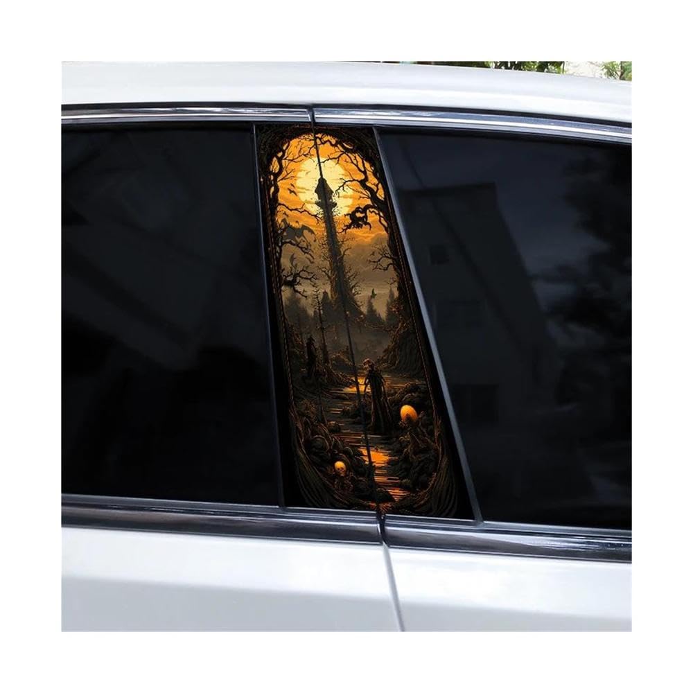 Body Parts 2pcs Halloween Car B-Pillar Stickers Horror Skull Stickers Car Window Pillar Stickers(D)