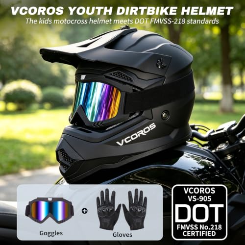 Image of VCOROS Youth Kids Dirt Bike Helmets,Kids Motocross Helmets DOT Approved