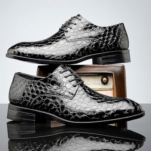 Santimon Men's Leather Lace-Up Dress Shoes Unique Fashion Oxford Casual Suit Shoe2