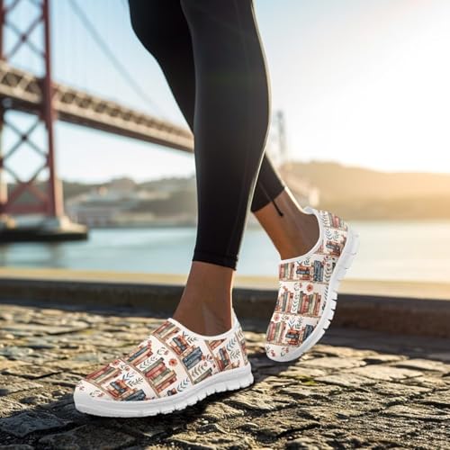 Howilath Books Print Women's Loafers & Slip-on Running Sneakers Casual Shoes Hands Free Shoes3