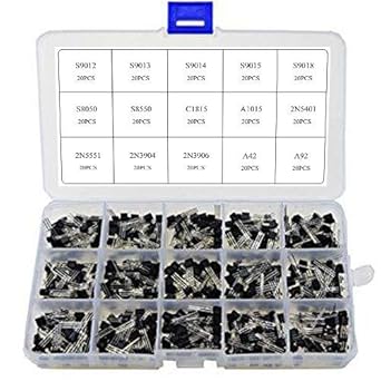 REES52 T0-92 Power Transistor assortment Kit NPN PNP Kit Set Three Pins 15 Values 300PCS (20pcs for each Value) with Clear Plastic Box