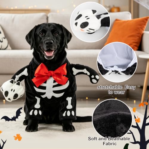NACOCO Halloween Dog Funny Costume Pet Horror Skeleton Clothes Dog Wonderful Christmas Clothes for Small to Large Dog and Cat(Skeleton,M) - image 2