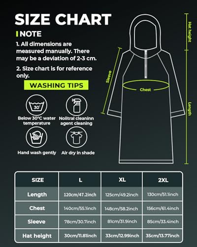 Image of ANYCHO Long Rain Coat for Men Waterproof and Women, Durable Oxford Unisex Raincoat for Men Waterproof with Adjustable Hood & Reflective Stripe