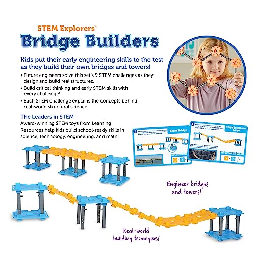 Image of Learning Resources STEM Explorers Bridge Builders - Building Science Toys, Fine Motor Skills, Toddler Explorer Kit, Gifts for Boys and Girls