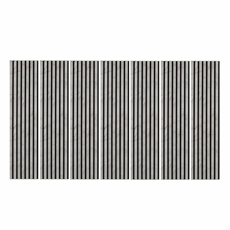 DECOON - Lote de 7 revestimientos de pared listones de madera, 120 x 30 x 1,9 cm, cabecero de cama, láminas de mármol gris/fieltro, negro, 2,52 m²