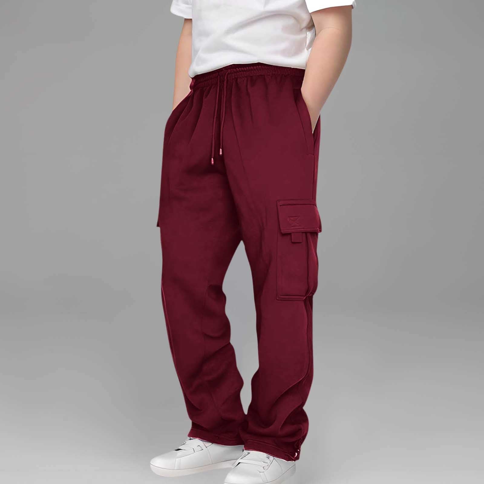 Cargo-Jogginghose für Jungen, Fleece, lässig, Baggy, Jogginghose, Trainingshose, Kinder, elastische Taille, Kordelzug, Sporthose mit Taschen