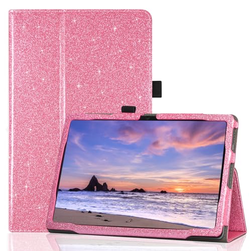JKhandy Case for Onn. 11 Tablet Pro (2023 Model:100110027) - Folio PU Leather Stand Cover with Pencil Holder Glitter Pink