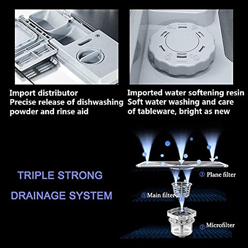 Kitchen1250W tafelmodel vaatwassers Automatische aanrecht vaatwasser 5 programma's, met 6 couverts, keuken ingebouwde… - Afbeelding 5