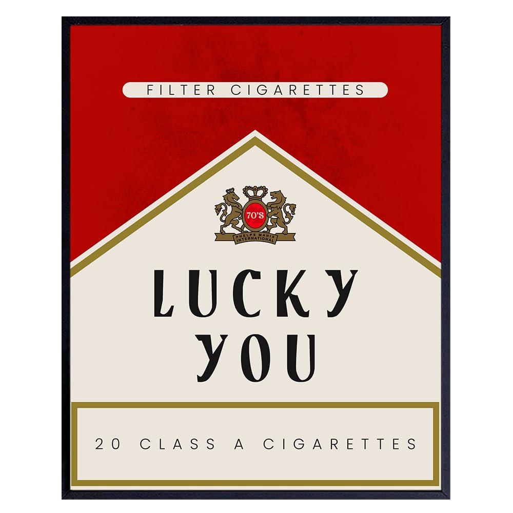 Cute Aesthetic Trendy wall decor - Lucky You Gallery Wall Art & Decor - 70s Retro Vintage Minimalist Modern art - Funky Decor - Maximalist Eclectic Home Decor - Preppy Positive Quotes Posters 8x10