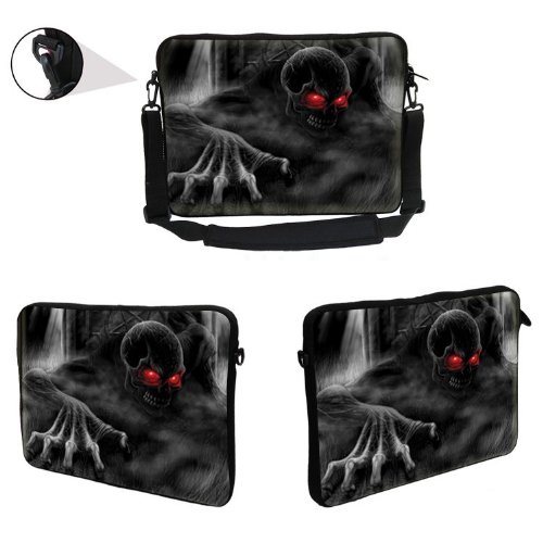 Meffort Inc 17 17.3 inch Neoprene Laptop Sleeve Bag Carrying Case with Hidden Handle and Adjustable Shoulder Strap - Crawling Skeleton3