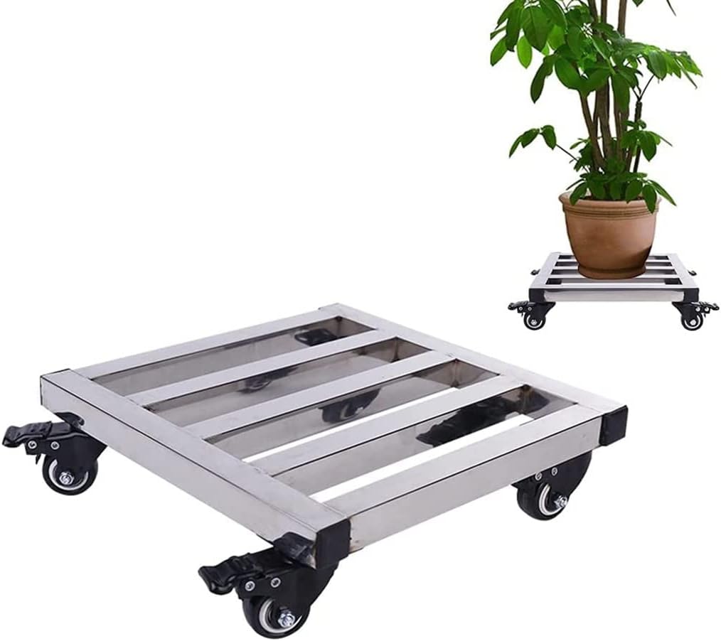 Heavy Flowerpot Moving Frame,Heavy Duty Square Plant Caddy with Locking Wheels & Brake - Movable Metal Plant Stand for Indoor/Outdoor Pots,(30cm)