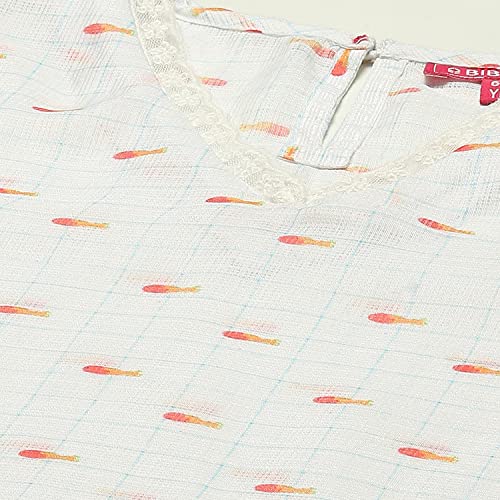 Image of BIBA Girl Cotton Blend Layered Printed Suit Set