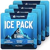 RIDGECOOL Reusable Ice Packs for Lunch Boxes, Lunch Bags and Coolers, 4 Pack Long Lasting Freezer Packs, Leakproof, BPA-Free, Food Safe, 7 x 6.5 in