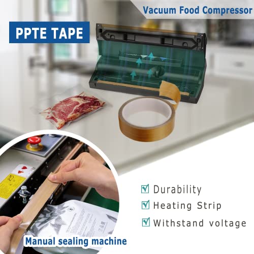 Image of High Temperature Teflon Tape 1 inch x 33 feet PTFE Adhesive Teflon Tape - Fits Weston,FoodSaver, Seal A Meal, Cabellas Vacuum (Pack of 2)