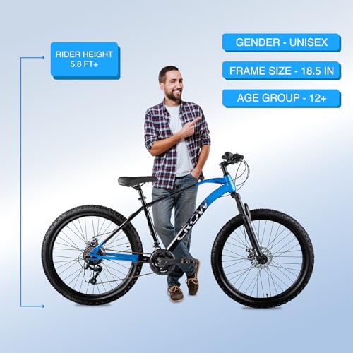 Image of CROW - Black Ninja 21 Speed Gear Cycle | 29 inch T Cycle for Boys 12 to 15 Years | Bicycle for Men Adult | Mountain Bike with Front Suspension & Dual Disc Brakes| Unisex MTB Cycle for Men |