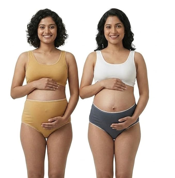 Women’s Cotton High Waist Maternity Panty, Pregnancy Underwear, Over Bump Maternity Panties, Soft Stretch Comfort Fit Maternity Briefs, Breathable Panty, Pack of 2-image-15