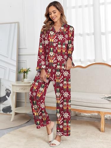 Image of Brosloth Women's Silk Satin Pajamas Pjs Sets Cute Lace Pattern Two Piece Loungewear Set Button Up Pajamas Sleepwear Black