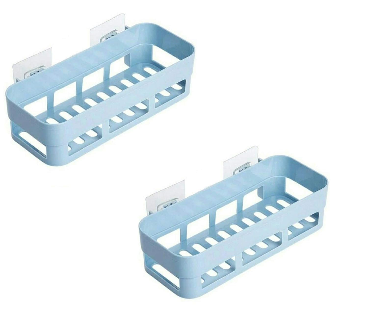 ADDCART 2 Pc Multipurpose Kitchen Bathroom Shelf Wall Holder Storage Rack Bathroom Rack Storage Box Strong Magic Sticker Shower Rack Shelf
