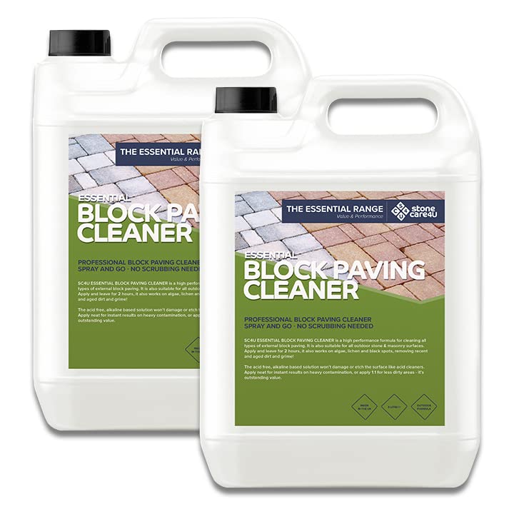 Stonecare4u Essential - Powerful Block Paving Cleaner - for Easy Removal of Dirt, Moss, Weeds & Algae- Simply Apply, Leave and Wash Away for a Beautiful Clean Drive (2 x 5 litres)