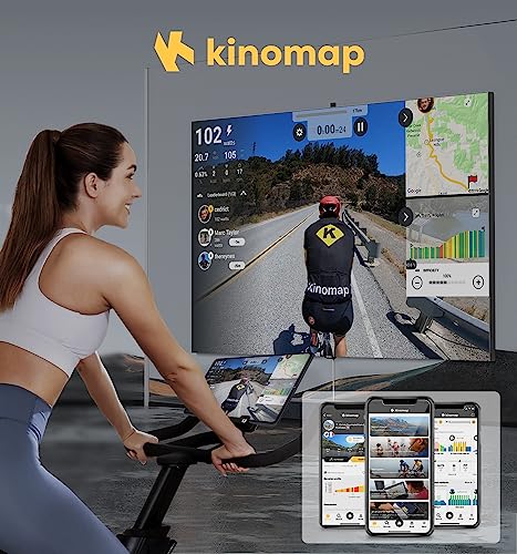 stationary bike bancon exercise bike bluetooth 350lbs capacity magnetic resistance with heavy flywheel and lcd monitor upgraded versionblack