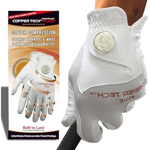 Copper Tech Men’s Golf Gloves - Joint Support for Golfers with Copper Compression - 100% AAA Synthetic Leather - Built for Comfort & Joint-Friendly - Golf Gloves Men Both Handed Golfers (2nd Gen) Cover