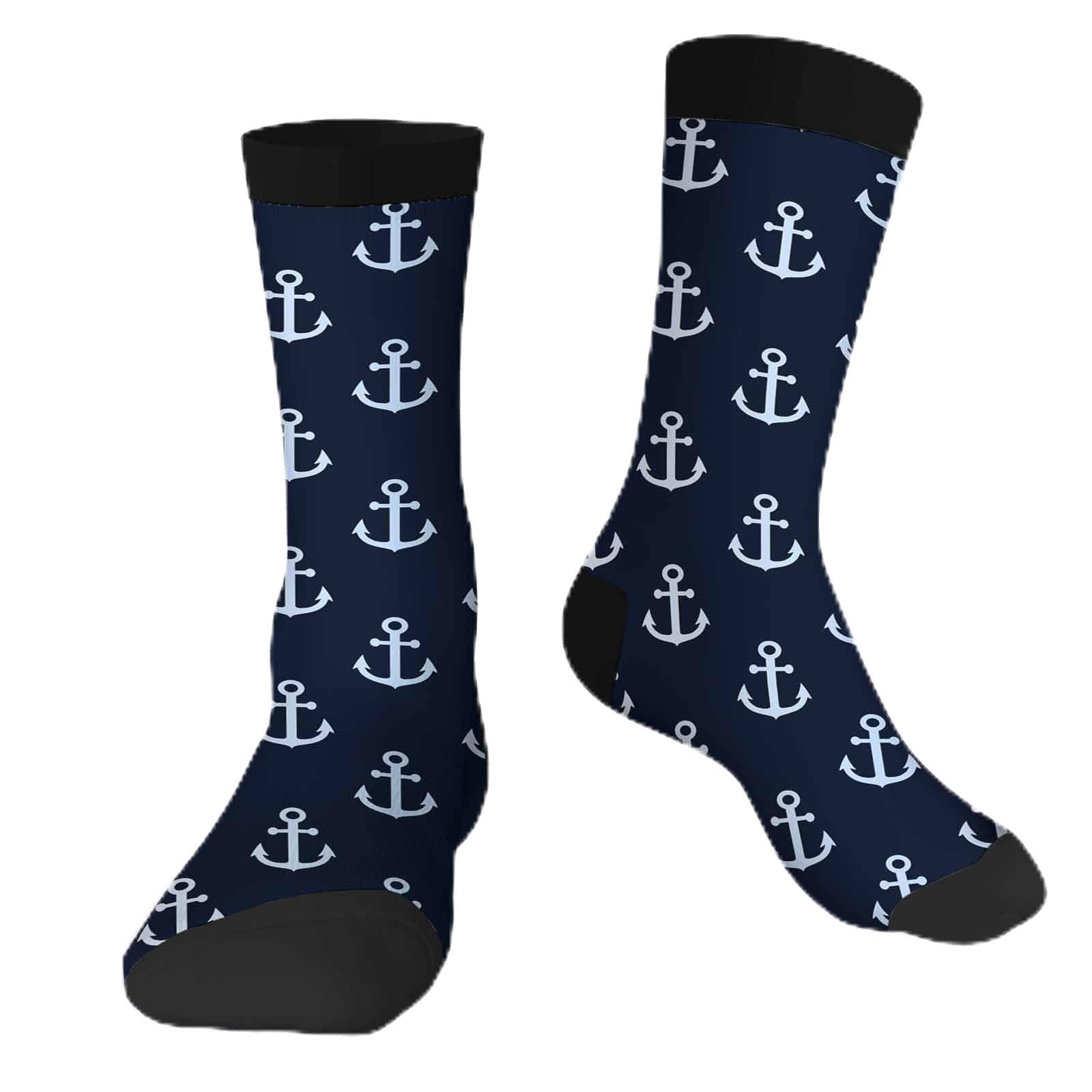 Anchors Funny Socks Novelty Casual Crew Socks Contrast Color Design for Women Men