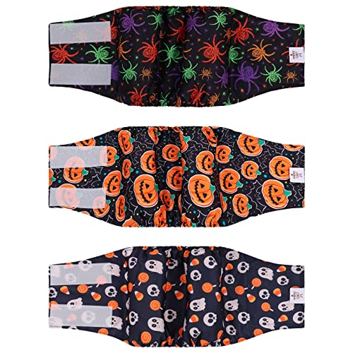 Image of CuteBone Male Dog Diapers Medium 3 Pack Halloween Belly Bands for Male Dogs DM31M