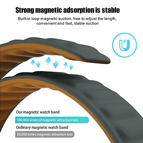 Image of ACM Watch Strap Magnetic Silicone Loop Compatible with Universal 22mm Size Replacement Strap Smartwatch Luxury Band Grey
