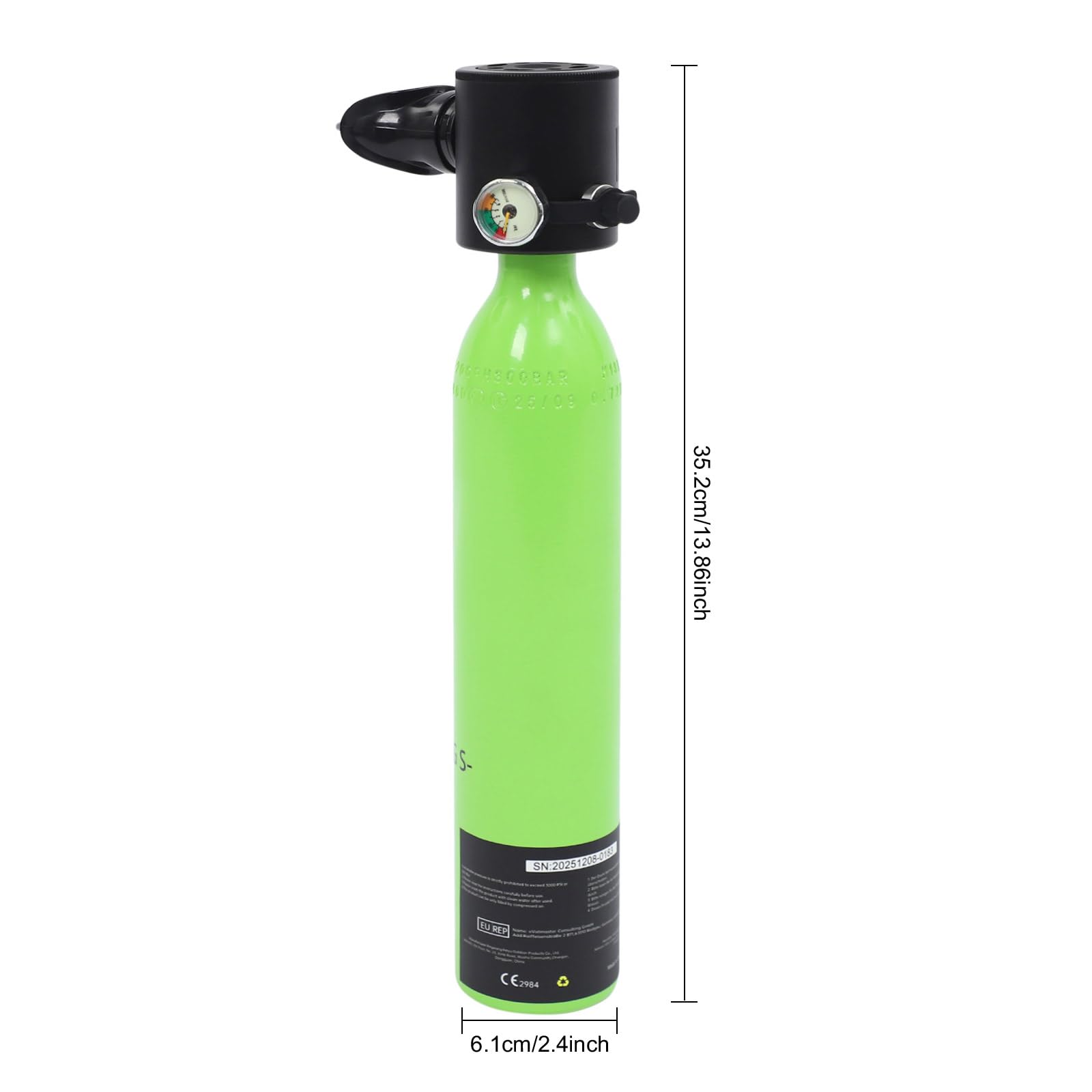Mini réservoir de plongée sous-marine de 0,5 l, bouteille pulmonaire pour plongée sportive, capacité de 10 à 20 minutes, avec embout en silicone