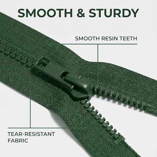 Image of Sawoake 2PCS #5 41 Inch Snparating Jacket Zippers for Sewing Coats Jacket Zipper Green Molded Plastic Zippers Bulk Tailor DIY Sewing Tools for Garment /Bags /Home Textile