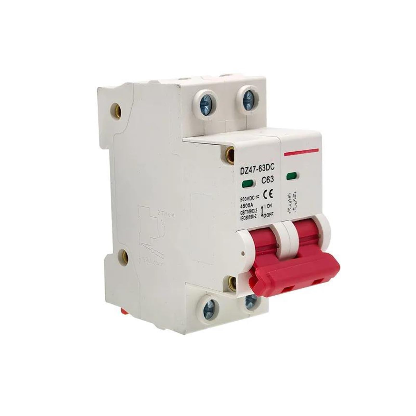 Interruttore di protezione da sovraccarico per miniinterruttore solare DZ47 2P DC500V DC1000V 10A 16A 20A 25A 32A 40A 63A DC MCB per impianto fotovoltaico(DC500V 40A)