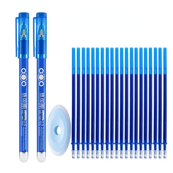 12 penne cancellabili in plastica da 0,5 mm, inchiostro blu