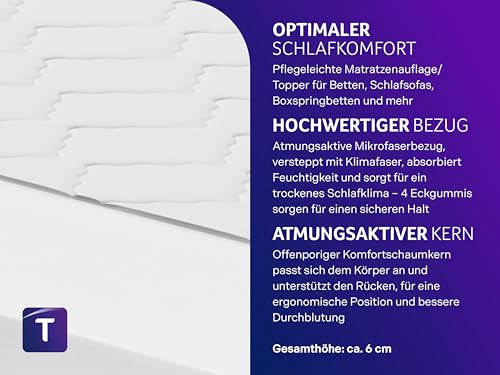 Traumnacht orthopädischer Matratzentopper, mit einem hochwertigen Kaltschaumkern, Öko-Tex zertifiziert, 140 x 200 cm, produziert nach deutschem Qualitätsstandard, Weiß
