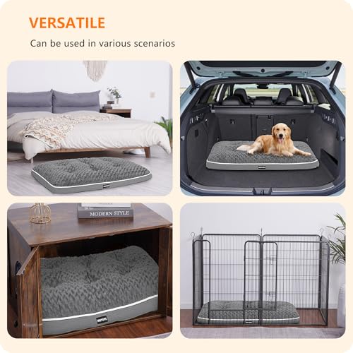 HMTOPE Orthopädisches Hundebett, Hundematte im Doppelstock-Design, Waschbar Hundekissen, Abnehmbar Hundekorb, 105 cm für Mittelgroße Hunde, Mittelgrau
