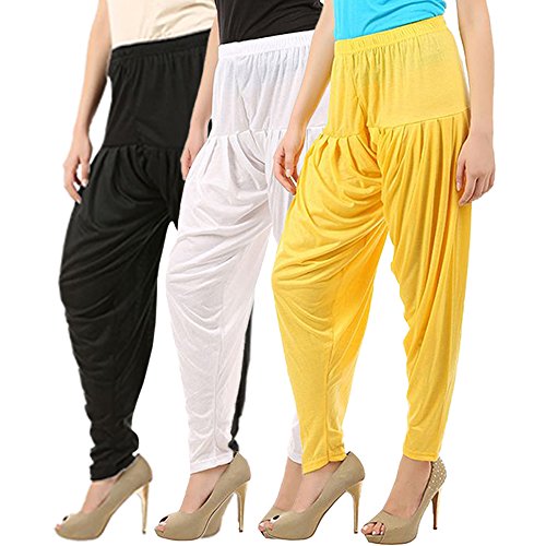 Image of Buy That Trendz Patiala Pants for Women 3 Combo Womens Viscose Relaxed Pants Pack of 3
